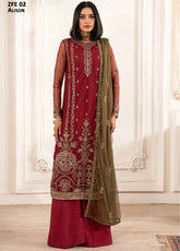 Zarif Embroidered Net 3 Piece Unstitched Suit ZF24FE ZFE-02 ALISON